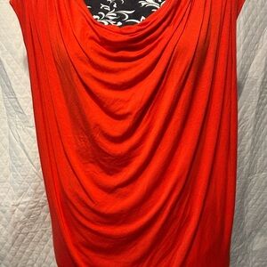 Vibrant Coral Draped Sleeveless Top